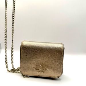 Kate Spade Staci Metallic Rose Card Case On A Chain